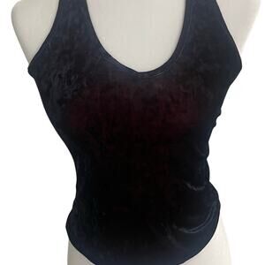 Poetry Vintage Whimsy Goth  Velvet Black Stretchy Halter Top Made In USA